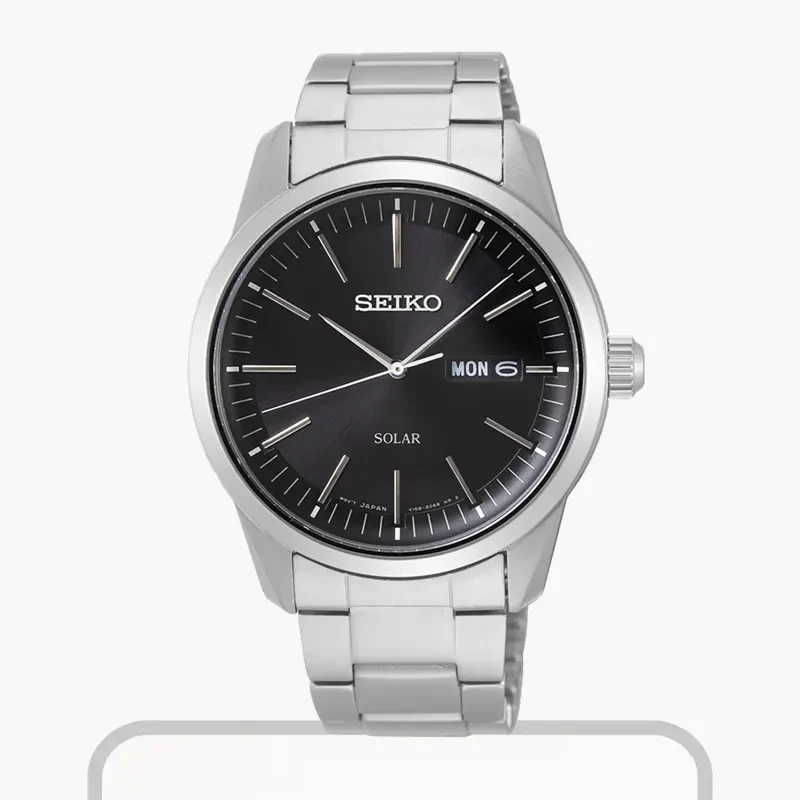 Seiko Solar Quartz Conceptual Black Dial Men's Watch- SNE527P1